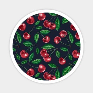 Red cherries on dark blue Magnet